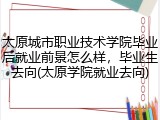 太原城市职业技术学院毕业后就业前景怎么样，毕业生去向(太原学院就业去向)