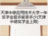 天津中德应用技术大学一年奖学金最多能拿多少(天津中德奖学金上限)