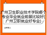 广州卫生职业技术学院哪个专业毕业就业前景比较好(广州卫职就业好专业)