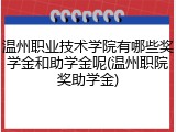 温州职业技术学院有哪些奖学金和助学金呢(温州职院奖助学金)