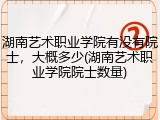 湖南艺术职业学院有没有院士，大概多少(湖南艺术职业学院院士数量)