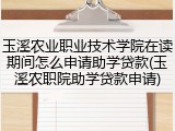 玉溪农业职业技术学院在读期间怎么申请助学贷款(玉溪农职院助学贷款申请)