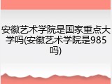 安徽艺术学院是国家重点大学吗(安徽艺术学院是985吗)