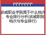 武威职业学院属于什么档次，专业排行分析(武威职院档次与专业排行)
