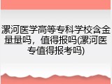 漯河医学高等专科学校含金量量吗，值得报吗(漯河医专值得报考吗)