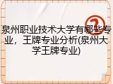 泉州职业技术大学有哪些专业，王牌专业分析(泉州大学王牌专业)