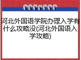 河北外国语学院办理入学有什么攻略没(河北外国语入学攻略)