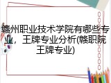 赣州职业技术学院有哪些专业，王牌专业分析(赣职院王牌专业)