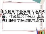 山东胜利职业学院占地多少亩，什么情况下成立(山东胜利职业学院占地与成立)