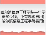 哈尔滨信息工程学院一年学费多少钱，还有哪些费用(哈尔滨信息工程学院费用)