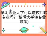 黎明职业大学可以进校后转专业吗？(黎明大学转专业政策)