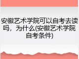 安徽艺术学院可以自考去读吗，为什么(安徽艺术学院自考条件)
