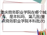 重庆商务职业学院在哪个城市，是本科吗，第几批(重庆商务职业学院本科批次)