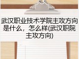 武汉职业技术学院主攻方向是什么，怎么样(武汉职院主攻方向)