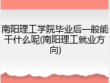 南阳理工学院毕业后一般能干什么呢(南阳理工就业方向)