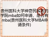 贵州医科大学神奇民族医药学院mba如何申请，是否有mba(贵州医科大学MBA申请条件)