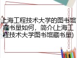 上海工程技术大学的图书馆藏书量如何，简介(上海工程技术大学图书馆藏书量)