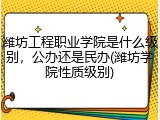 潍坊工程职业学院是什么级别，公办还是民办(潍坊学院性质级别)
