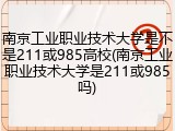 南京工业职业技术大学是不是211或985高校(南京工业职业技术大学是211或985吗)