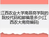 江西农业大学南昌商学院的院校代码和邮编是多少(江西农大南商编码)