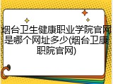 烟台卫生健康职业学院官网是哪个网址多少(烟台卫康职院官网)