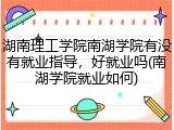 湖南理工学院南湖学院有没有就业指导，好就业吗(南湖学院就业如何)