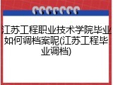 江苏工程职业技术学院毕业如何调档案呢(江苏工程毕业调档)