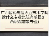 广西智能制造职业技术学院读什么专业比较有前景(广西职院前景专业)