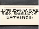 辽宁何氏医学院最好的专业是哪个，详细阐述(辽宁何氏医学院王牌专业)
