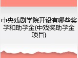 中央戏剧学院开设有哪些奖学和助学金(中戏奖助学金项目)