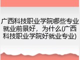 广西科技职业学院哪些专业就业前景好，为什么(广西科技职业学院好就业专业)