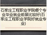 石家庄工程职业学院哪个专业毕业就业前景比较好(石家庄工程职业学院好就业专业)