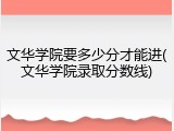 文华学院要多少分才能进(文华学院录取分数线)