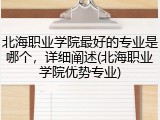 北海职业学院最好的专业是哪个，详细阐述(北海职业学院优势专业)