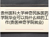 贵州医科大学神奇民族医药学院毕业可以找什么样的工作(贵医神奇学院就业)
