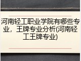 河南轻工职业学院有哪些专业，王牌专业分析(河南轻工王牌专业)