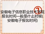安徽电子信息职业技术学院报名时间一般是什么时候(安徽电子报名时间)