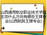 山西通用航空职业技术学院主攻什么方向有哪些王牌专业(山西航院王牌专业)