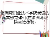 湄洲湾职业技术学院就读的真实感觉如何(在湄洲湾职院就读体验)