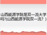 山西能源学院是双一流大学吗?(山西能源学院双一流？)
