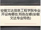 安徽文达信息工程学院专业开设有哪些,特色在哪(安徽文达专业特色)