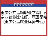 重庆公共运输职业学院什么专业就业比较好，原因是啥(重庆公运就业优势专业)