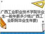 广西工业职业技术学院毕业生一般年薪多少钱(广西工业职院毕业生年薪)