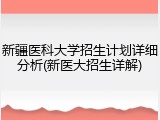 新疆医科大学招生计划详细分析(新医大招生详解)