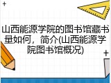 山西能源学院的图书馆藏书量如何，简介(山西能源学院图书馆概况)