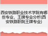西安铁路职业技术学院有哪些专业，王牌专业分析(西安铁路职院王牌专业)