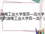 湖南工业大学是双一流大学吗?(湖南工业大学双一流？)
