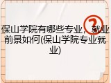 保山学院有哪些专业，就业前景如何(保山学院专业就业)