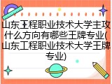 山东工程职业技术大学主攻什么方向有哪些王牌专业(山东工程职业技术大学王牌专业)