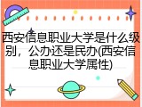 西安信息职业大学是什么级别，公办还是民办(西安信息职业大学属性)
